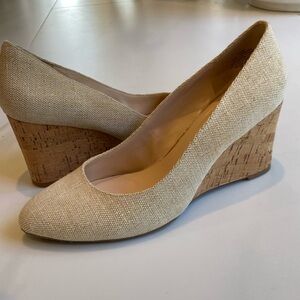 Nine West linen pump with cork wedge heel size 9.5